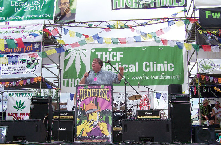 Paul Stanford speaks at the Seattle Hempfest where THCF is a main sponsor